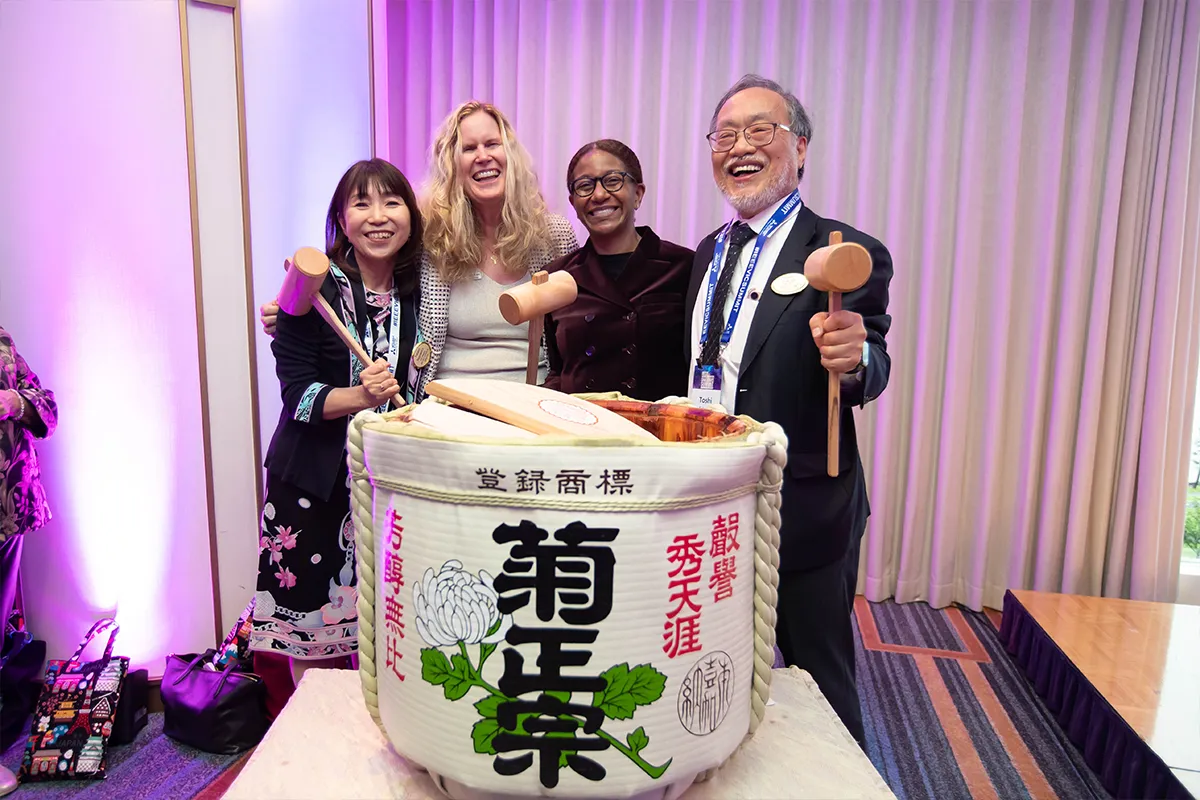 IEEE Region 10 Director, Takako Hashimoto, 2025 IEEE President Kathleen Kramer, IEEE Executive Director, Sophia Muirhead and IEEE Past President, Toshio Fukuda perform the Sake Toast at the VIP Reception