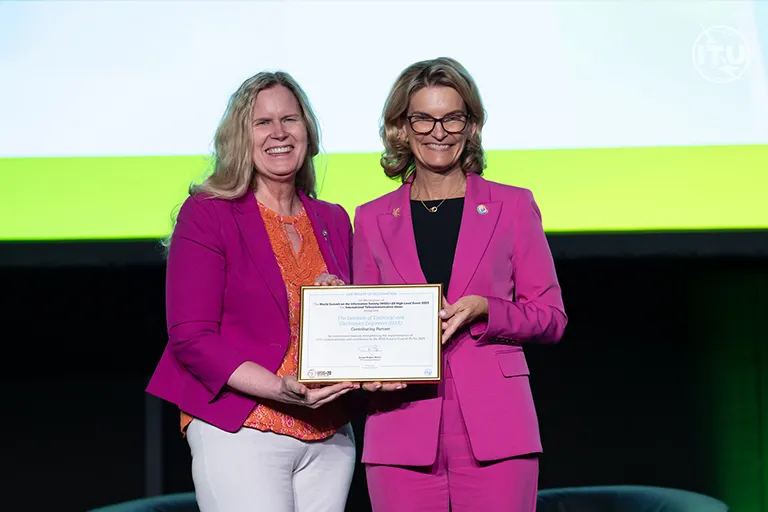 IEEE President Kathleen Kramer (left) and Secretary-General, (ITU) Doreen Bogdan-Martin